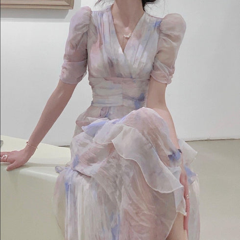 ふわふわパステルロングワンピース